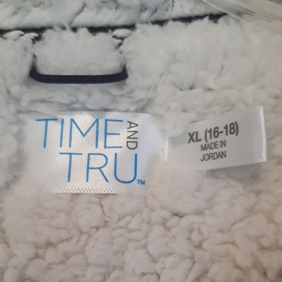 Time and Tru Blue And White Mingled Sherpa Shirt Women's Size XL - Picture 2 of 13